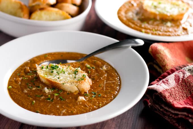 chickpea soup with parmesan crostini