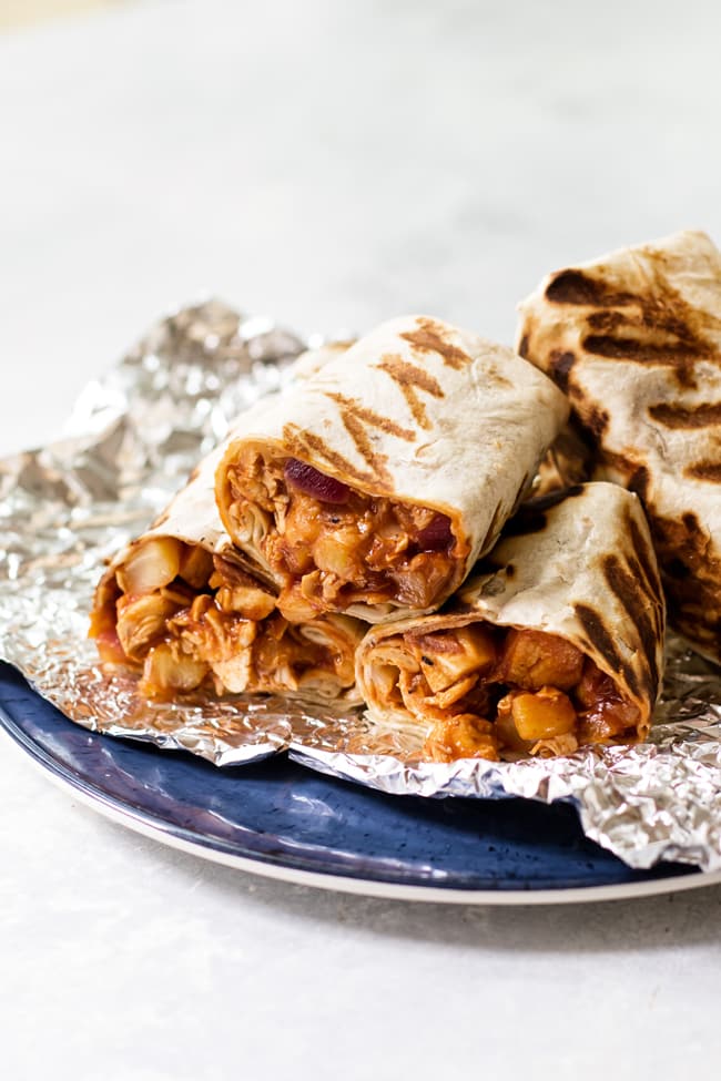 tropical bbq chicken wraps